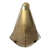 Set of 3 wall lights in golden brass and opaline glass