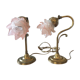 Old bedside lamp flower in art nouveau style glass paste