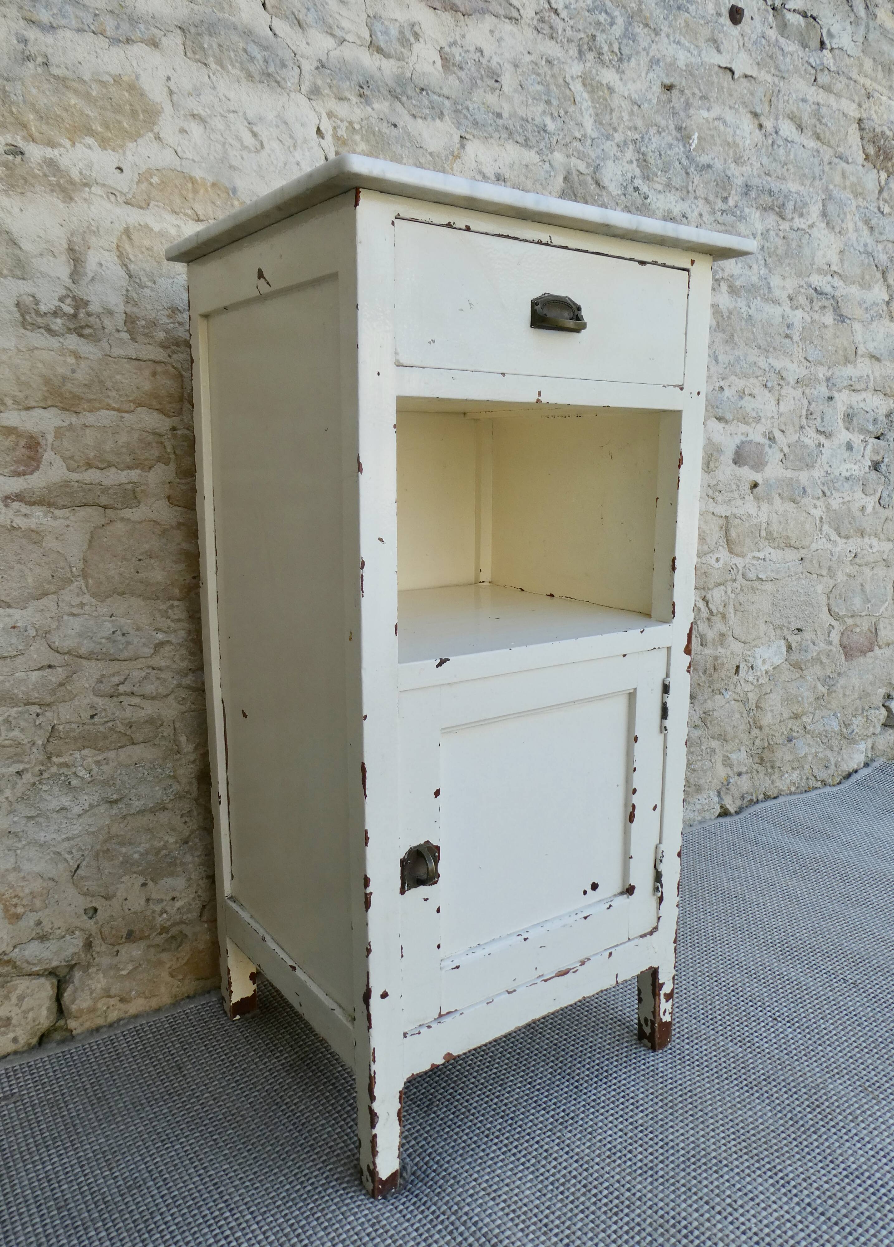 Bedside, wooden nightstand, clinic in Switzerland, 30s-40s