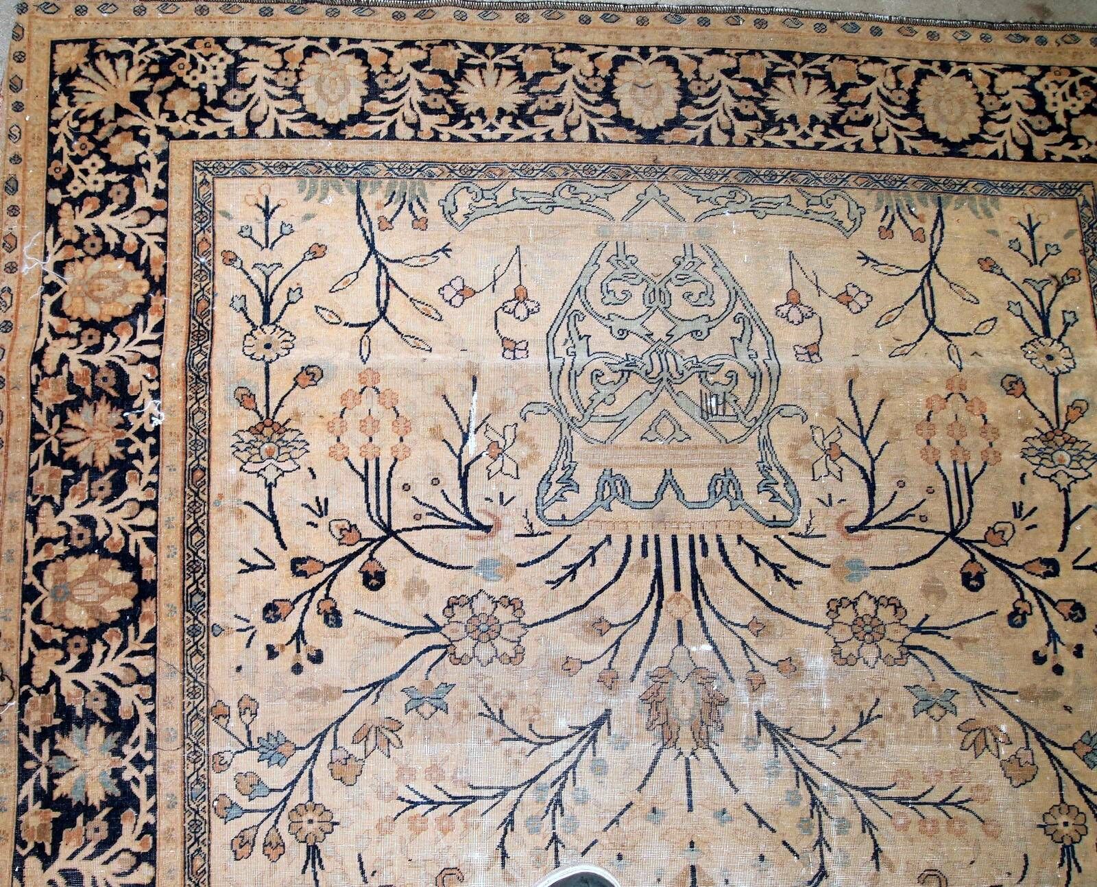 Handmade antique prayer Indo-Moktasham rug 4' x 6.2' (122cm x 189cm) 1880s