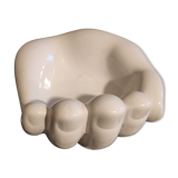 Hand white ceramic trinket bowl
