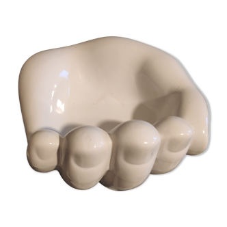 Hand white ceramic trinket bowl