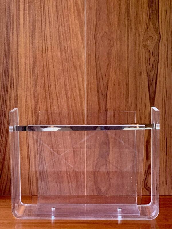 Porte-revues en plexiglas & laiton par David Lange,  1970´s
