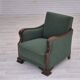 Fauteuil relax danois des années 1950, tissu en laine mélangée verte, bois de hêtre.