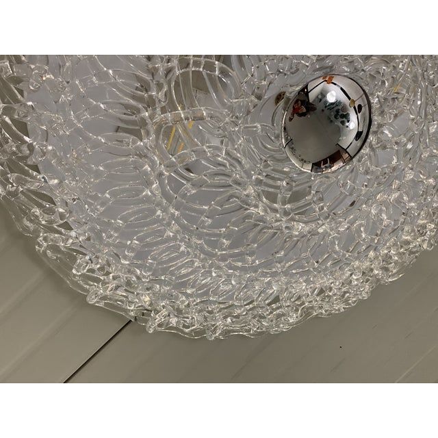 Contemporary transparent filigree flush mount in murano glass
