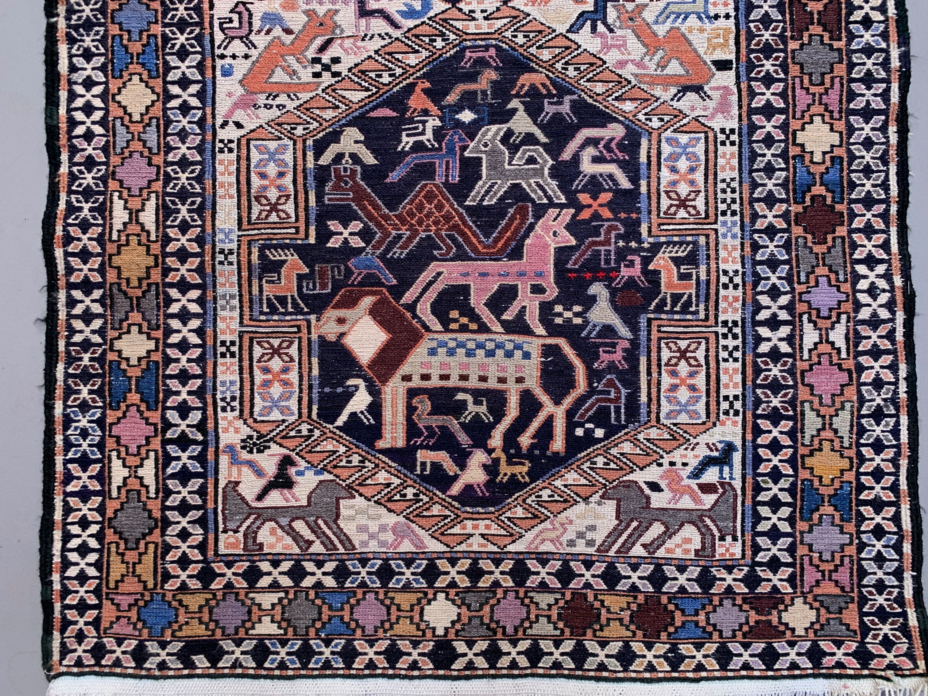 Old turkish soumak kilim runner 303x73 cm