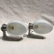 Pair of brushed steel appliques, half-egg opaline, 1970