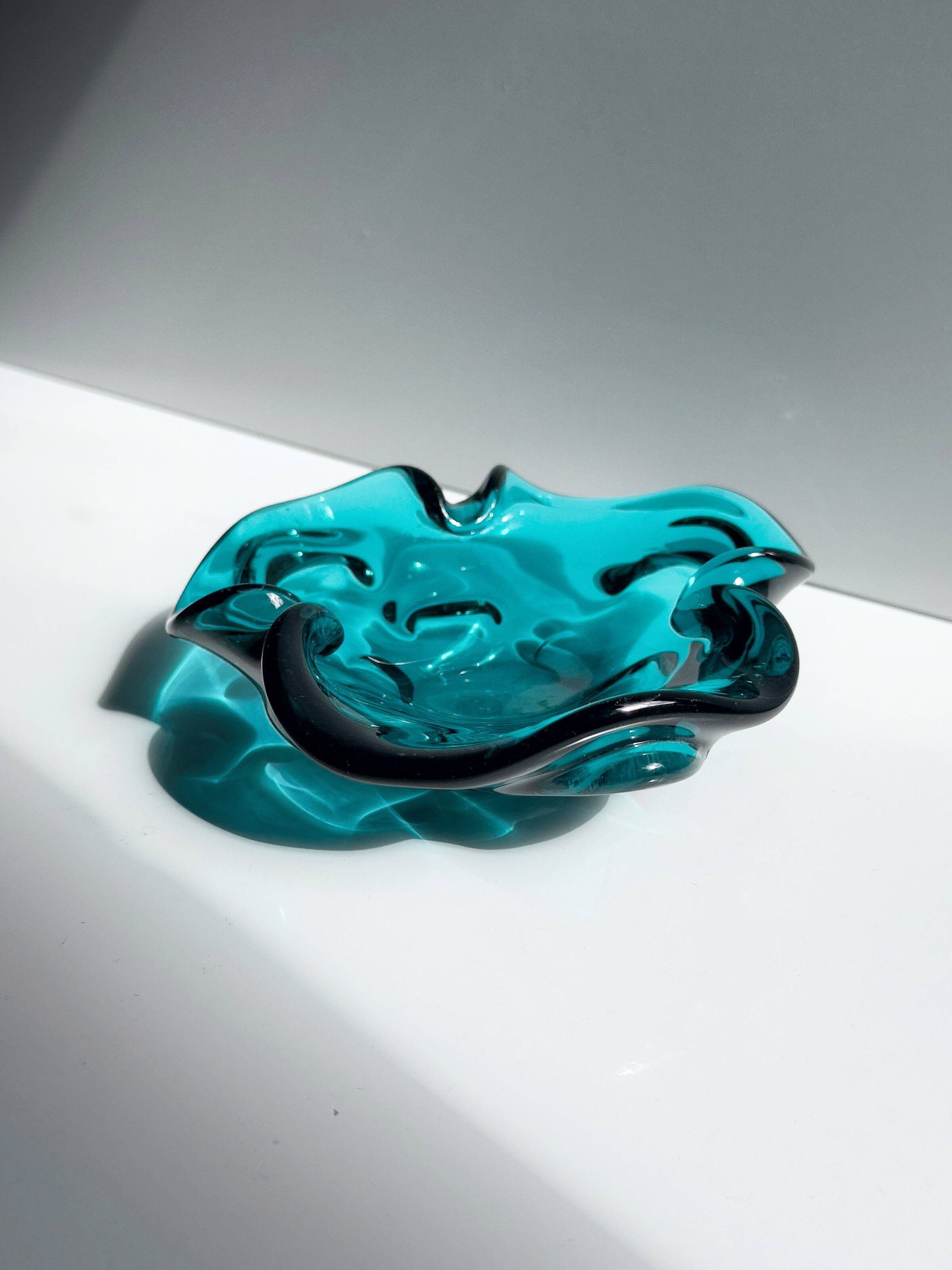 Mid Century Murano Ash Tray in Teal