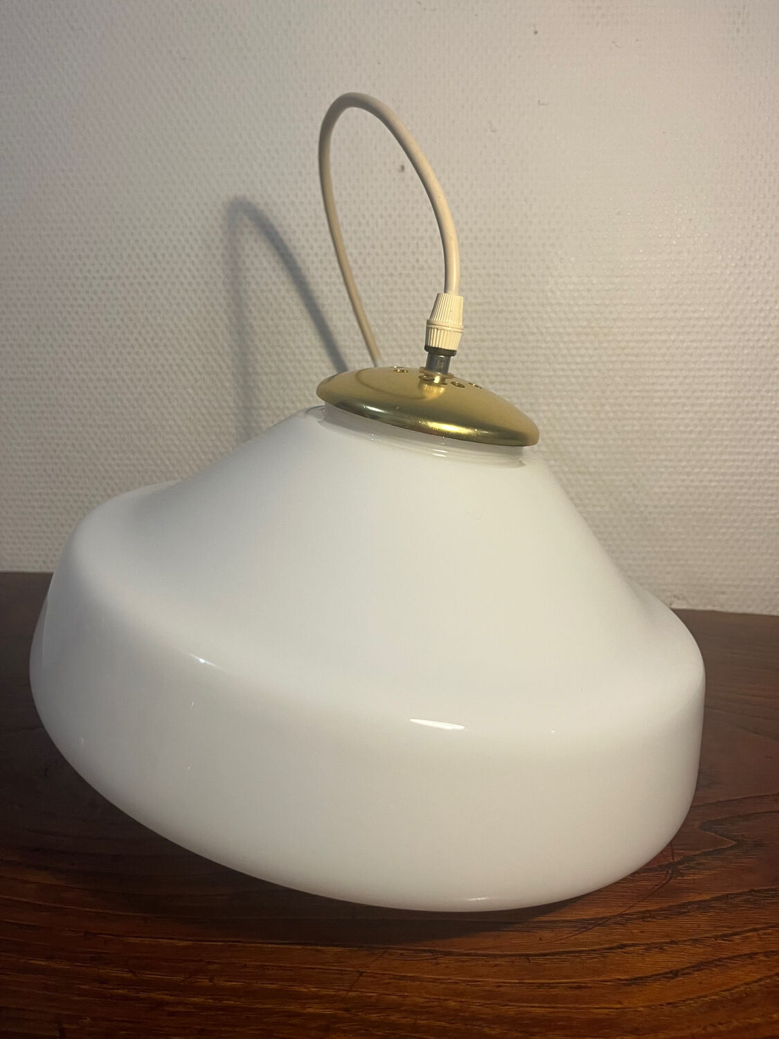 Pascot opaline globe pendant light, gold canopy