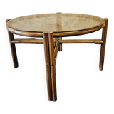 Bamboo and smoked glass coffee table 1970
