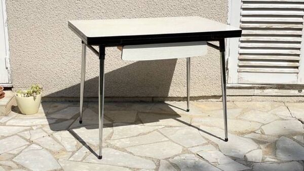 Table vintage formica à 2 rallonges