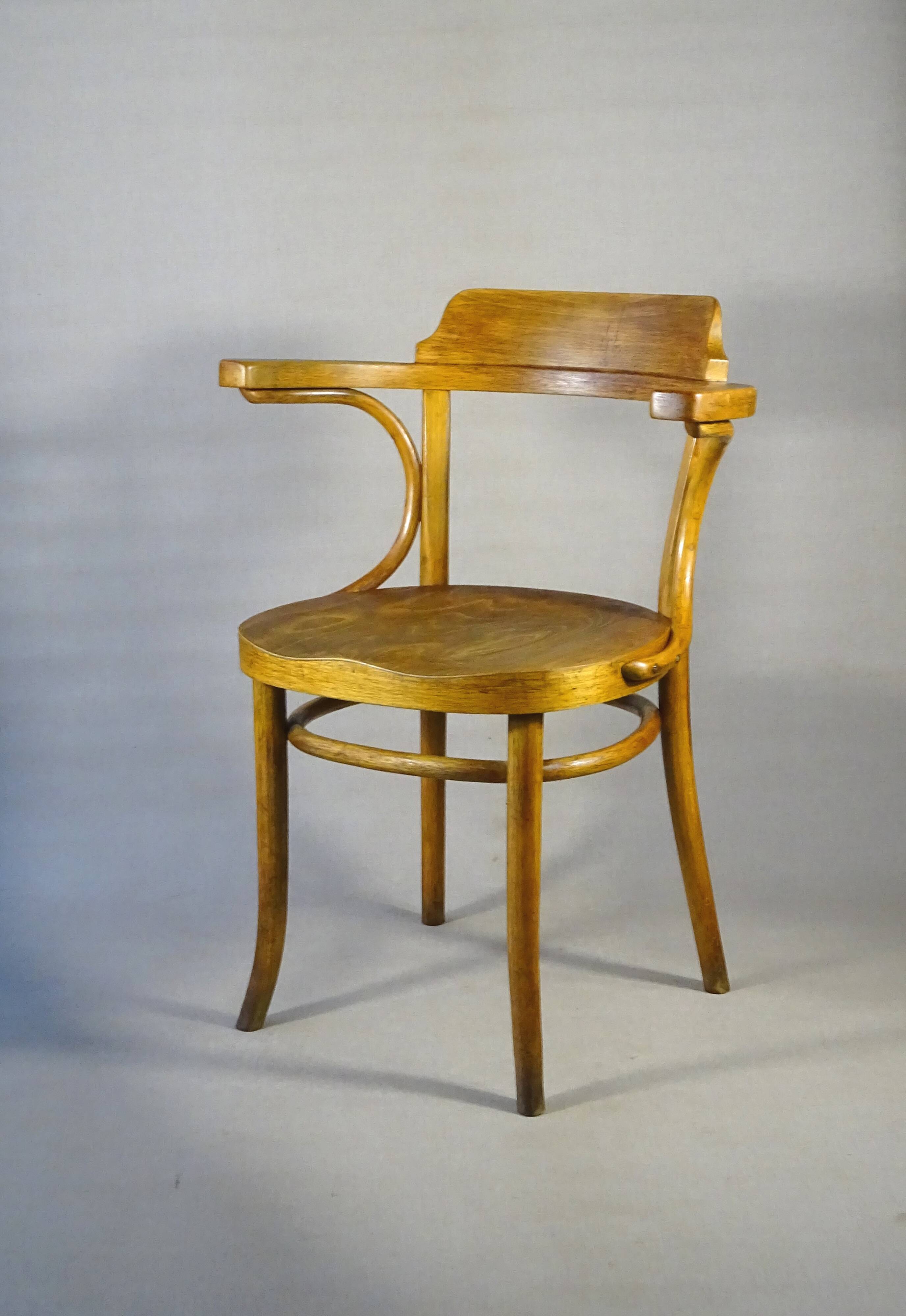 Thonet Bistrot Armchair N°B4 circa 1930 saddle wood seat