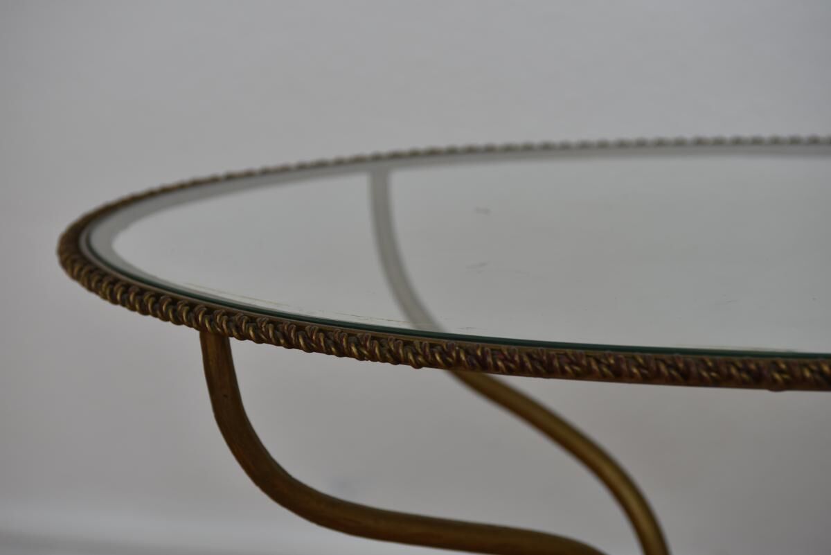 Twisted golden brass coffee table