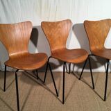Set of 4 molded wooden chairs circa 1950