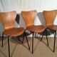Set of 4 molded wooden chairs circa 1950