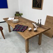 Large farm table from the 60s, in solid oak, with extensions
