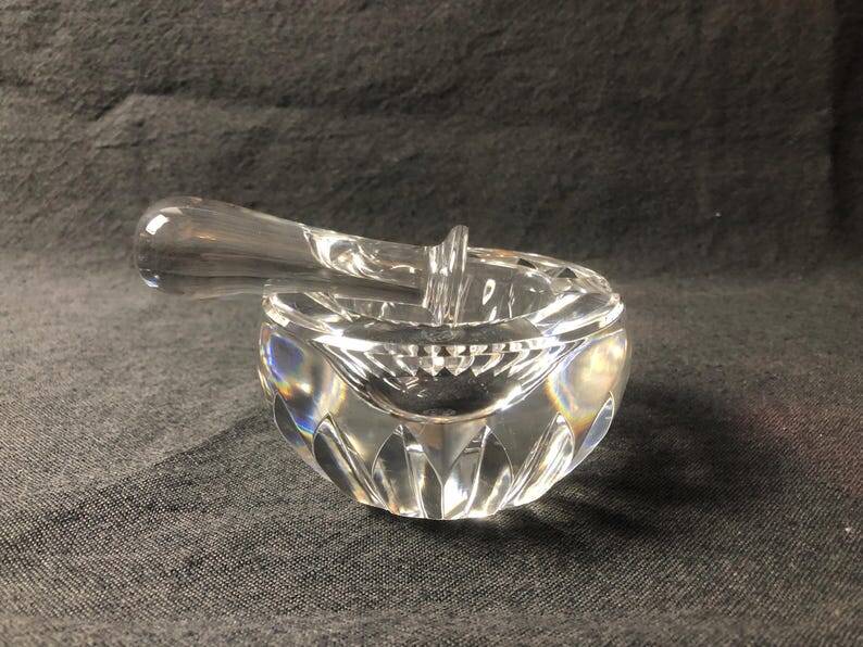Baccarat Crystal Ashtray, Mortar and Pestle design, Stamped, France