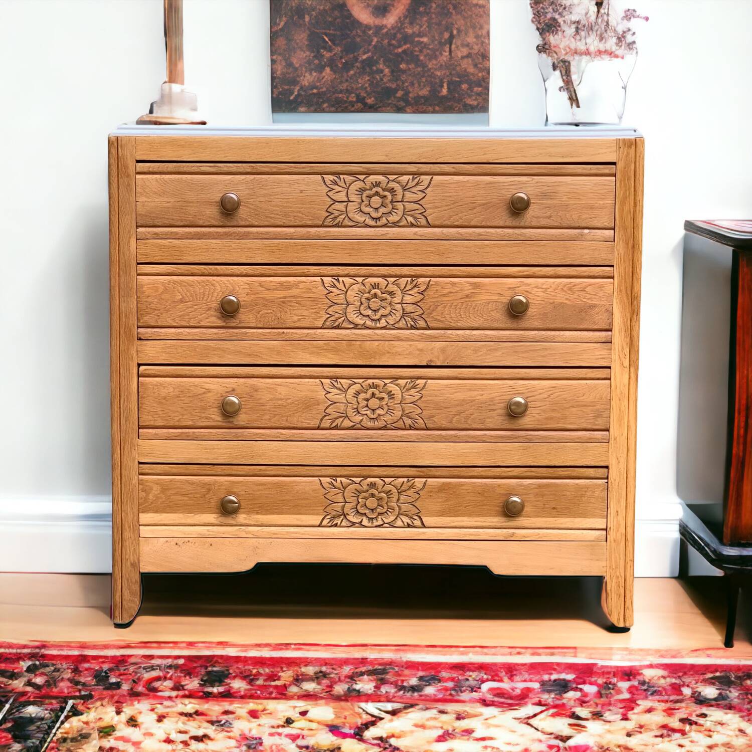Art deco raw oak chest of drawers 1930