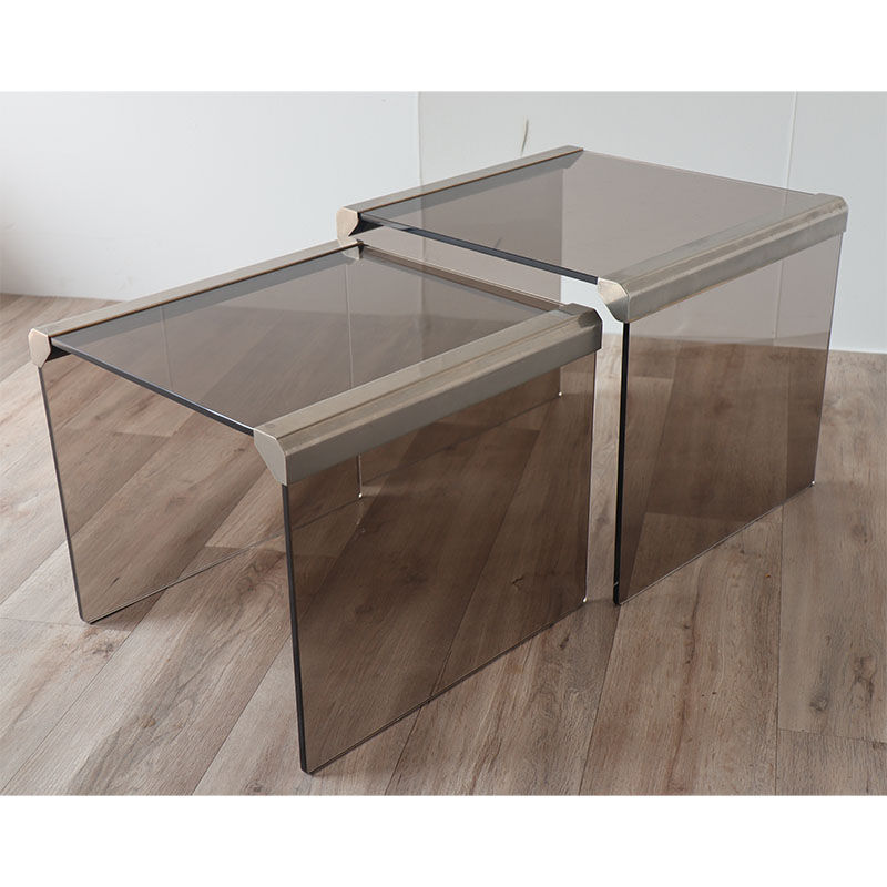 Set of 2 glass trundle tables by Gallotti and Radice 1970