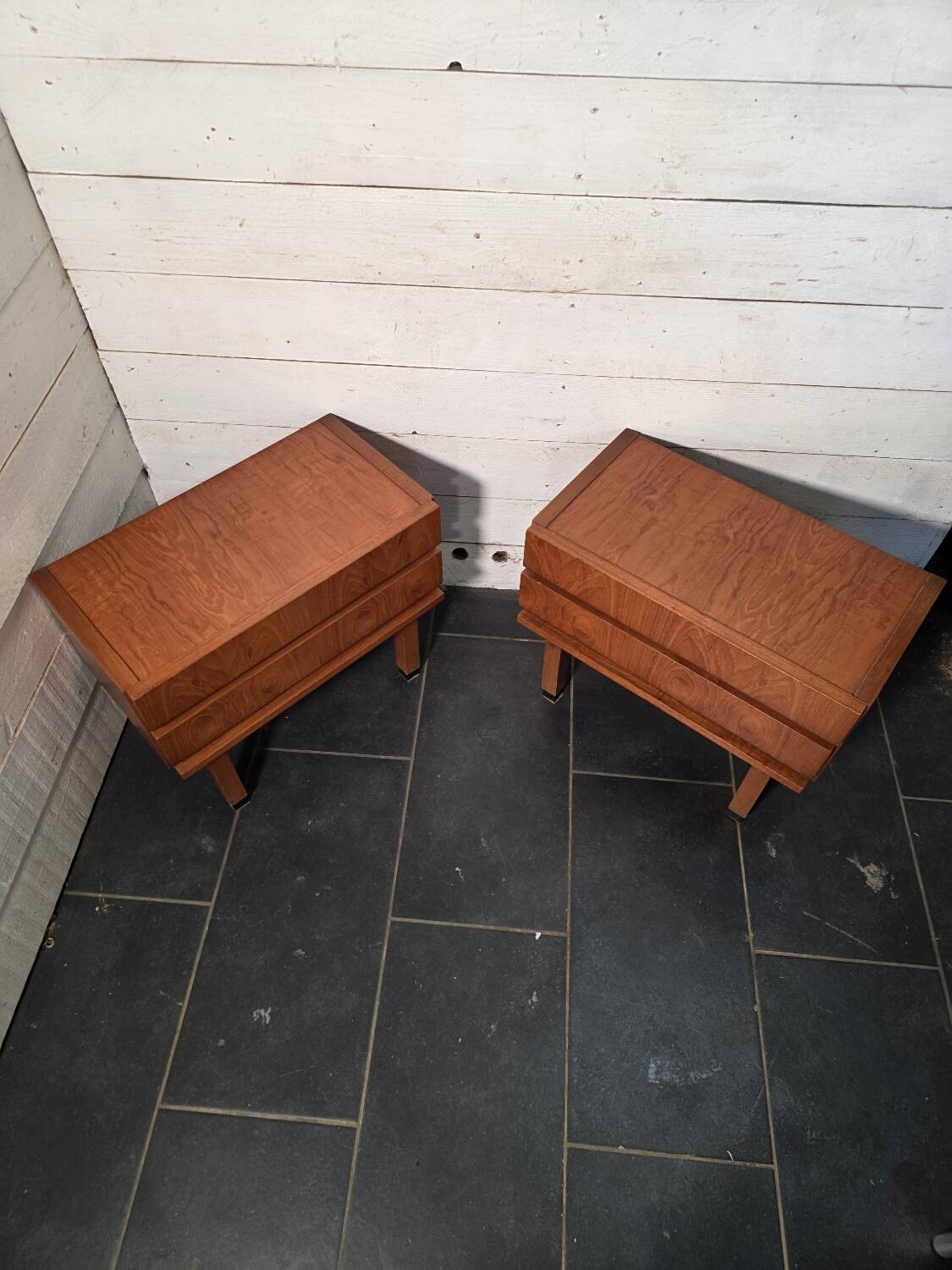 Pair of Scandinavian teak bedside tables from the 1960s.