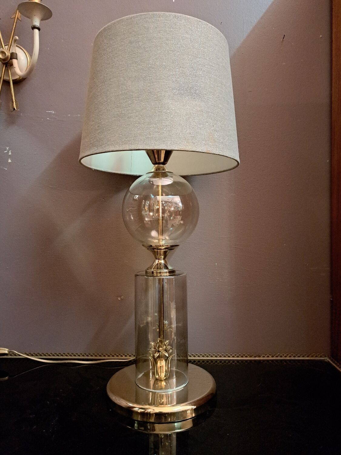 Lampe See Delmas en laiton et verre