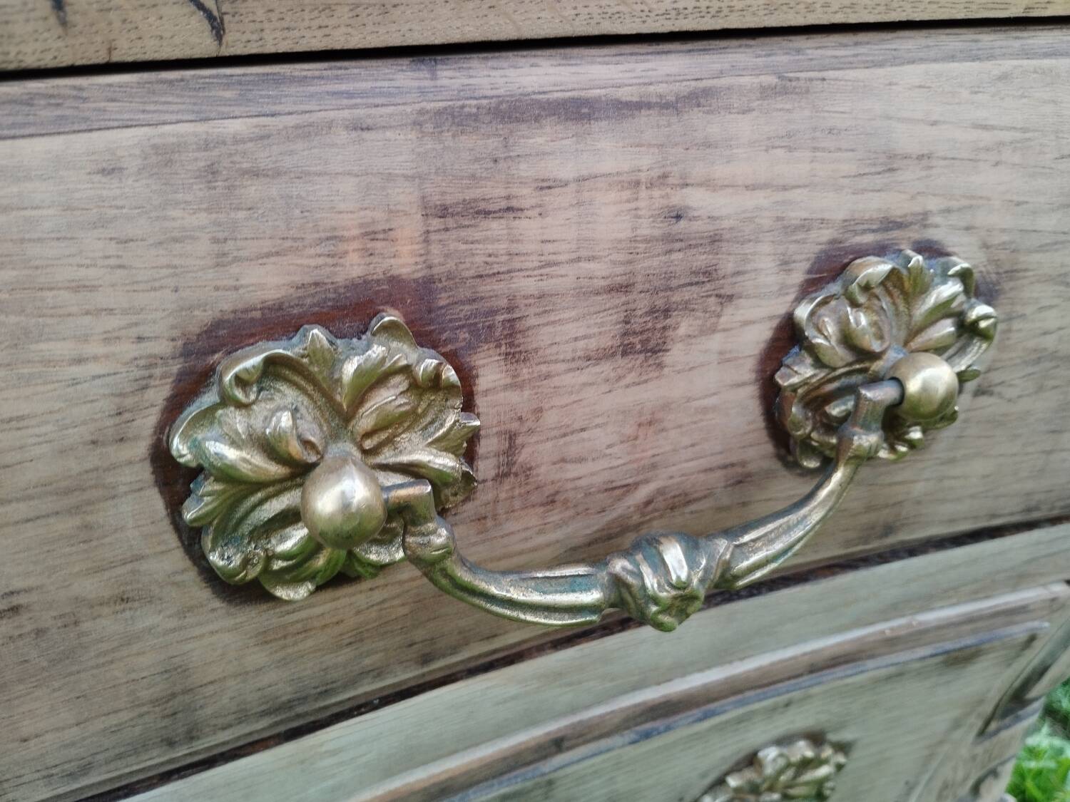 Antique Louis XVI style chest of drawers with wooden top