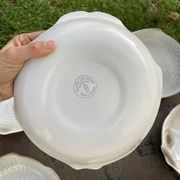6 flat plates fish in beige ceramic Salins les bains