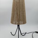 Vintage tripod lamp with rope shade
