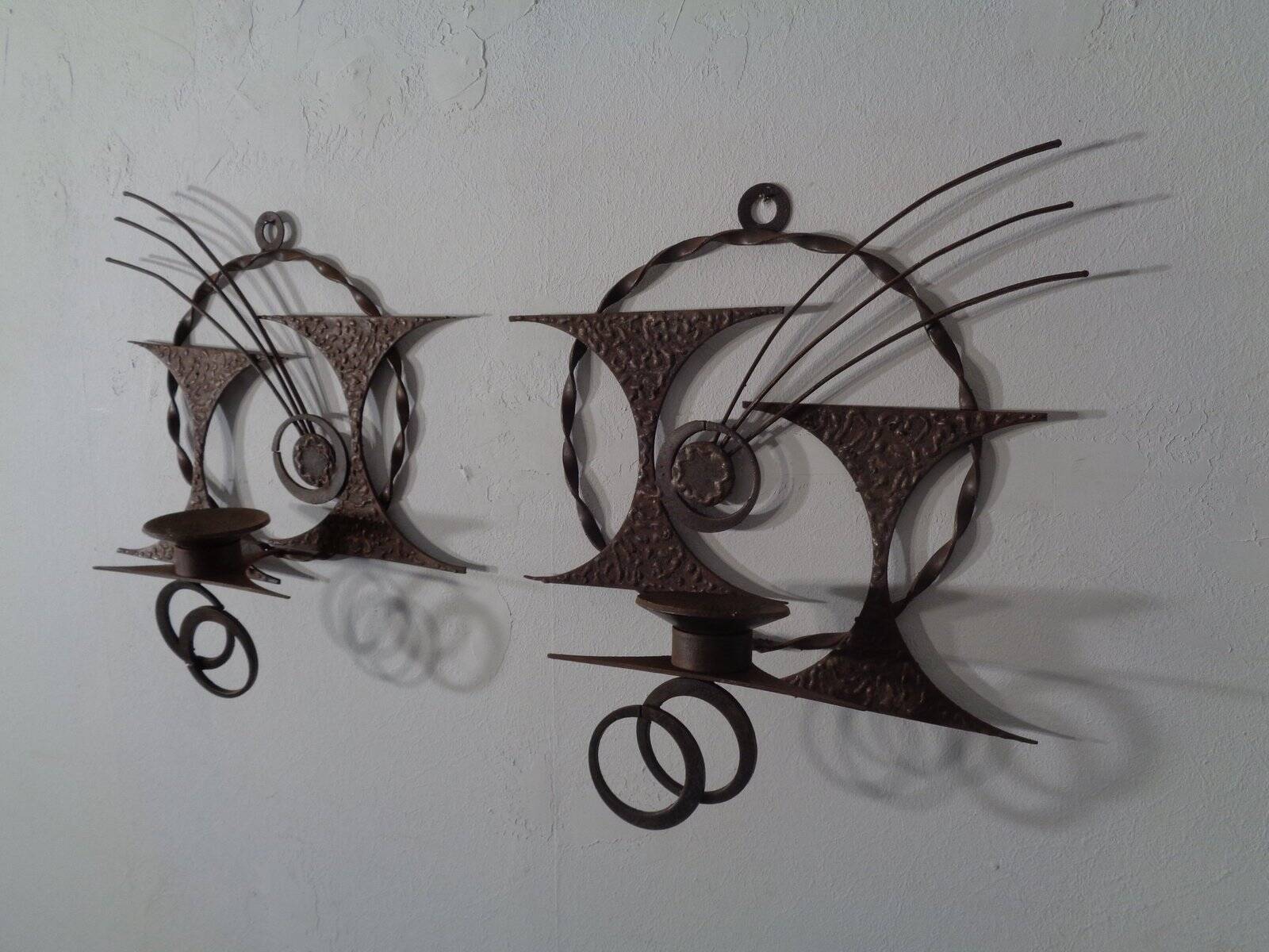 Brutalist Iron Candleholders by Henrik Horst, Denmark, 1960s, Set of 2