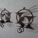 Brutalist Iron Candleholders by Henrik Horst, Denmark, 1960s, Set of 2