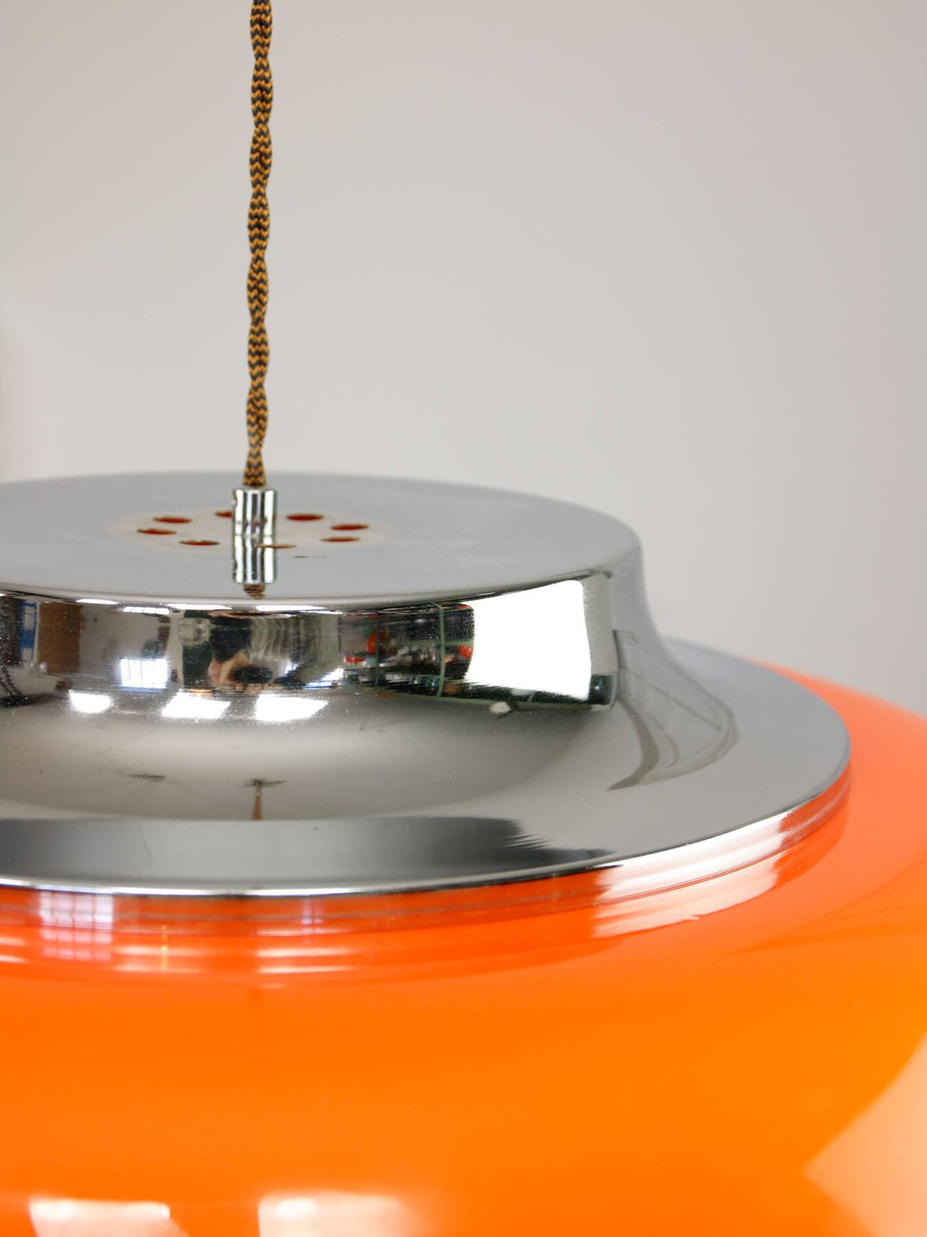 Large Space Age Model Best Pendant from Guzzini in Orange, 1970s