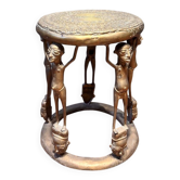 Tabouret africain en bronze – figures anthropomorphes – art tribal
