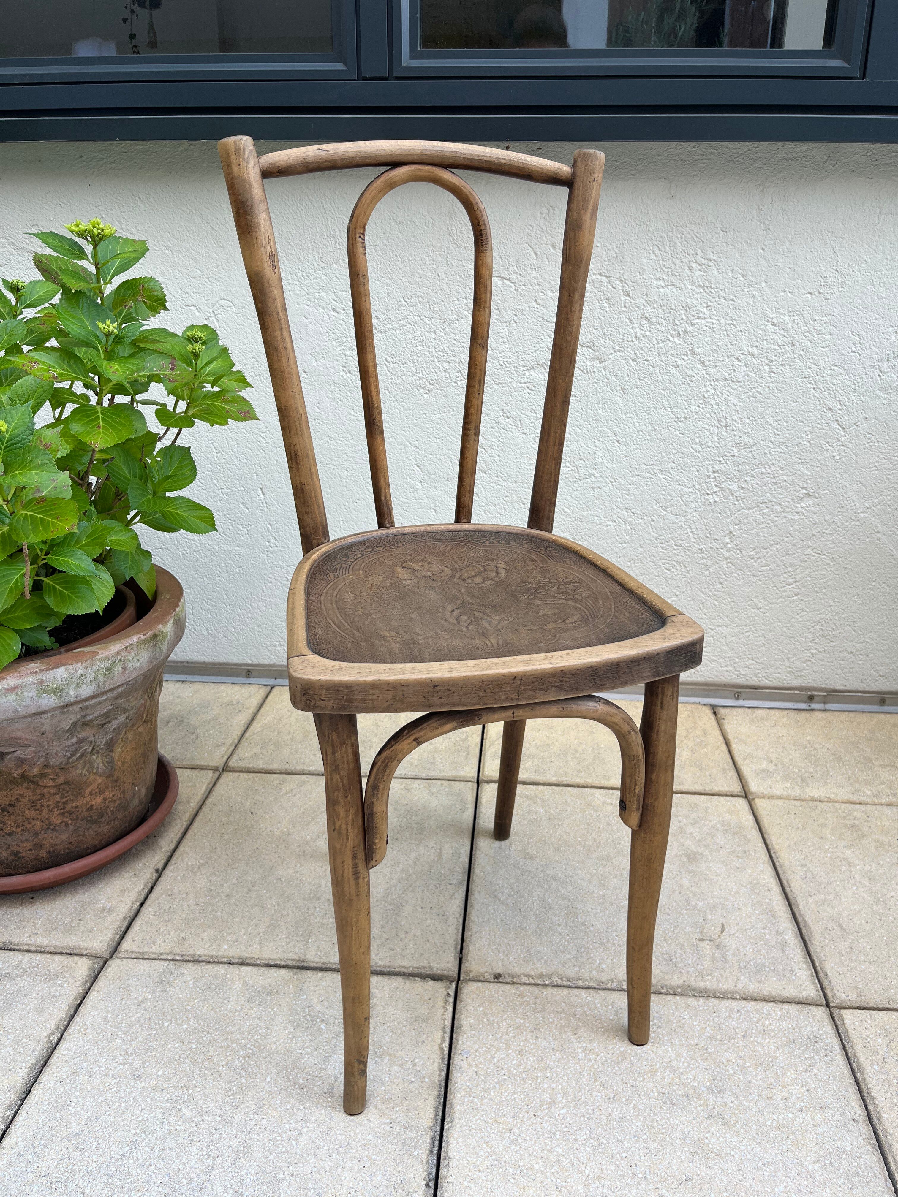 Chaise bistrot assise coquelicot, 1900
