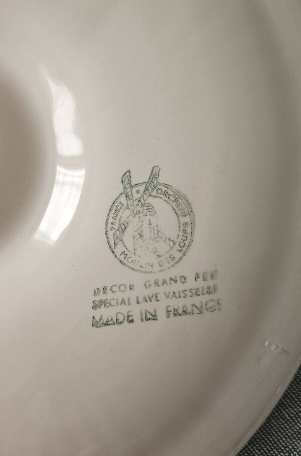 Lot 8 assiettes à huîtres vintage moulin des loups - vert sauge - fran