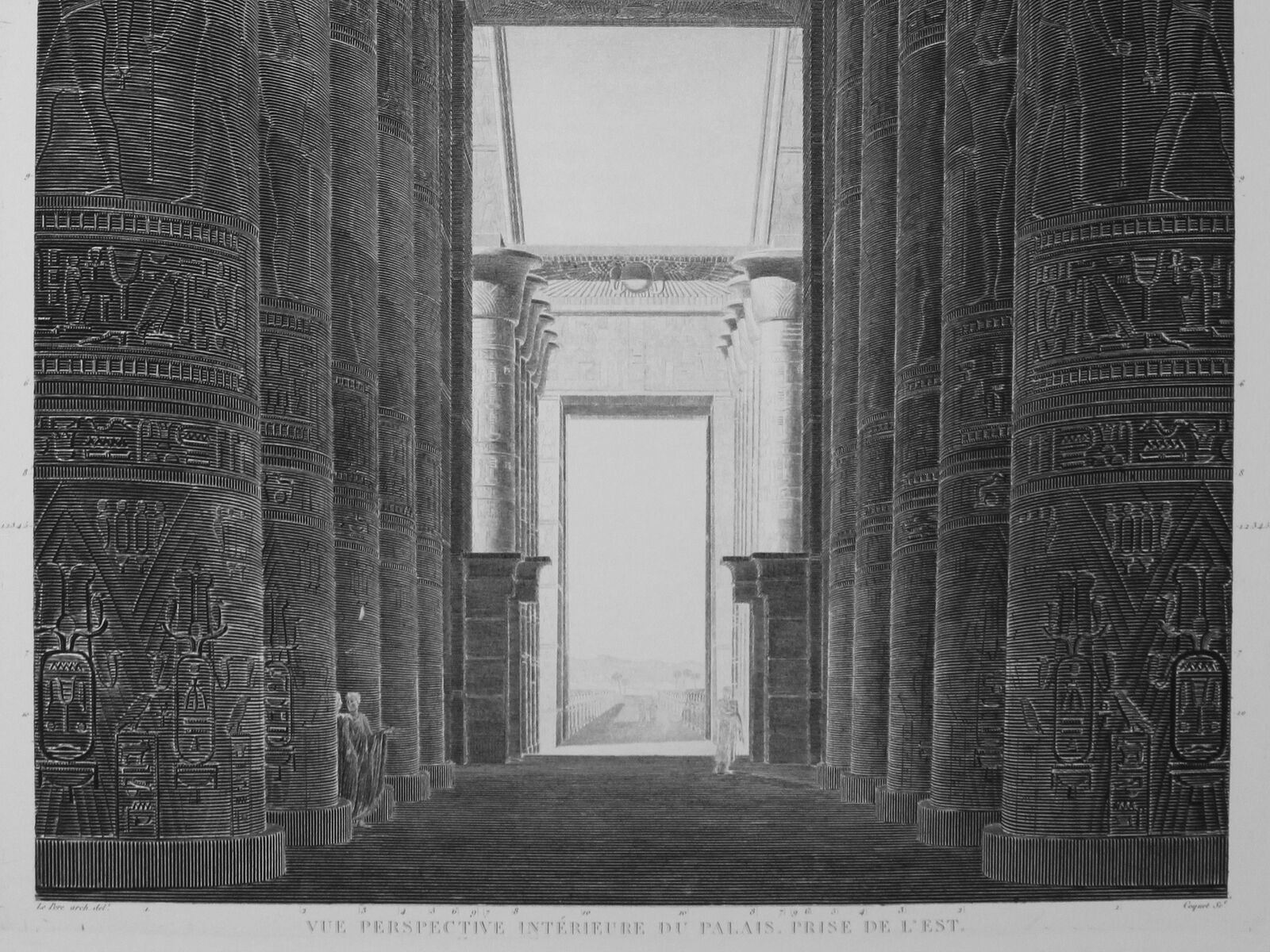 Gravure originale. Temple de Karnak à Thèbes vers 1800. Chalcographie du Louvre - Egypte