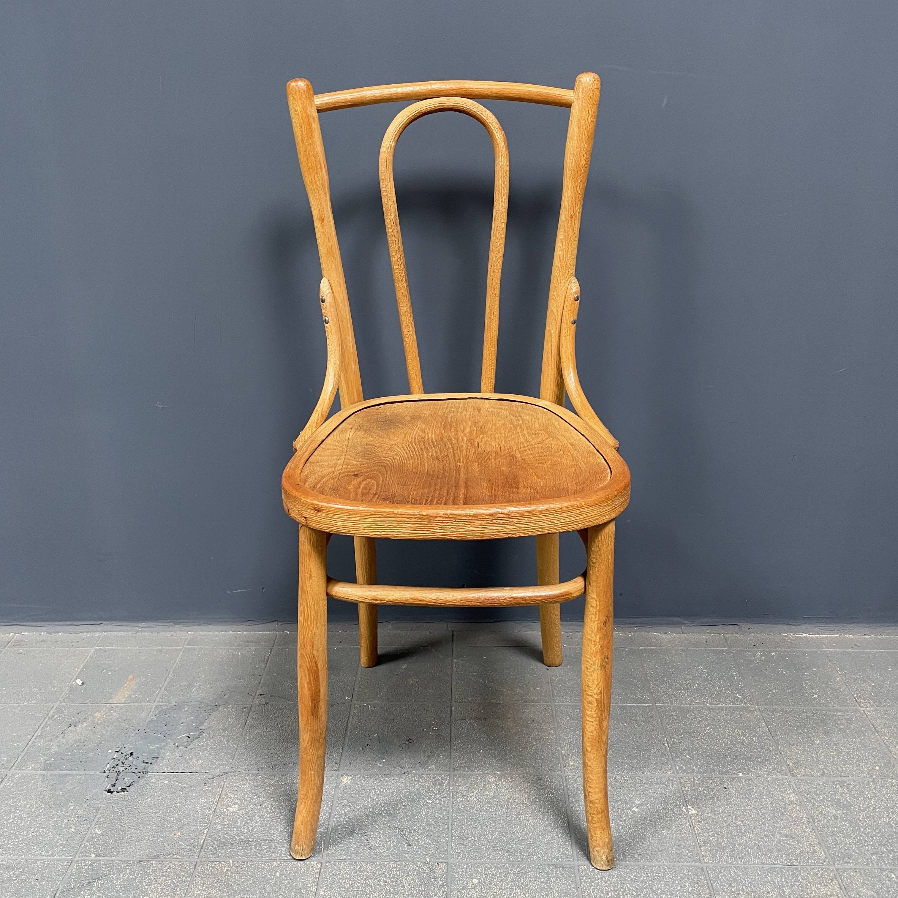 Set of 4 wooden bistro chairs with graceful seats