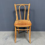 Set of 4 wooden bistro chairs with graceful seats