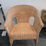 Pair of woven rattan armchairs – Vintage