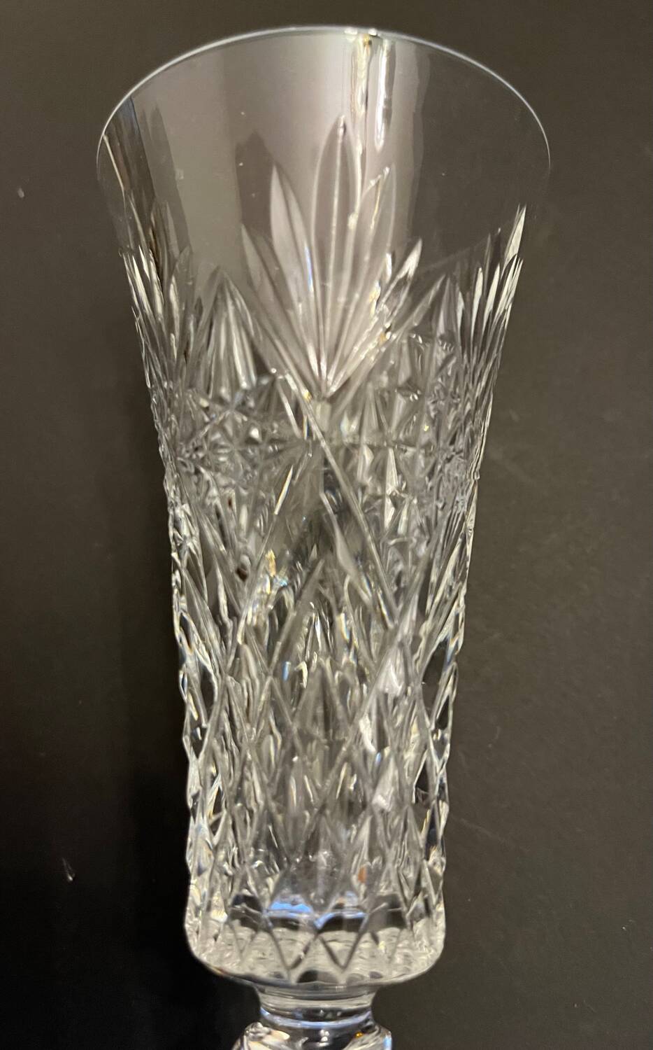 6 cut crystal champagne flutes