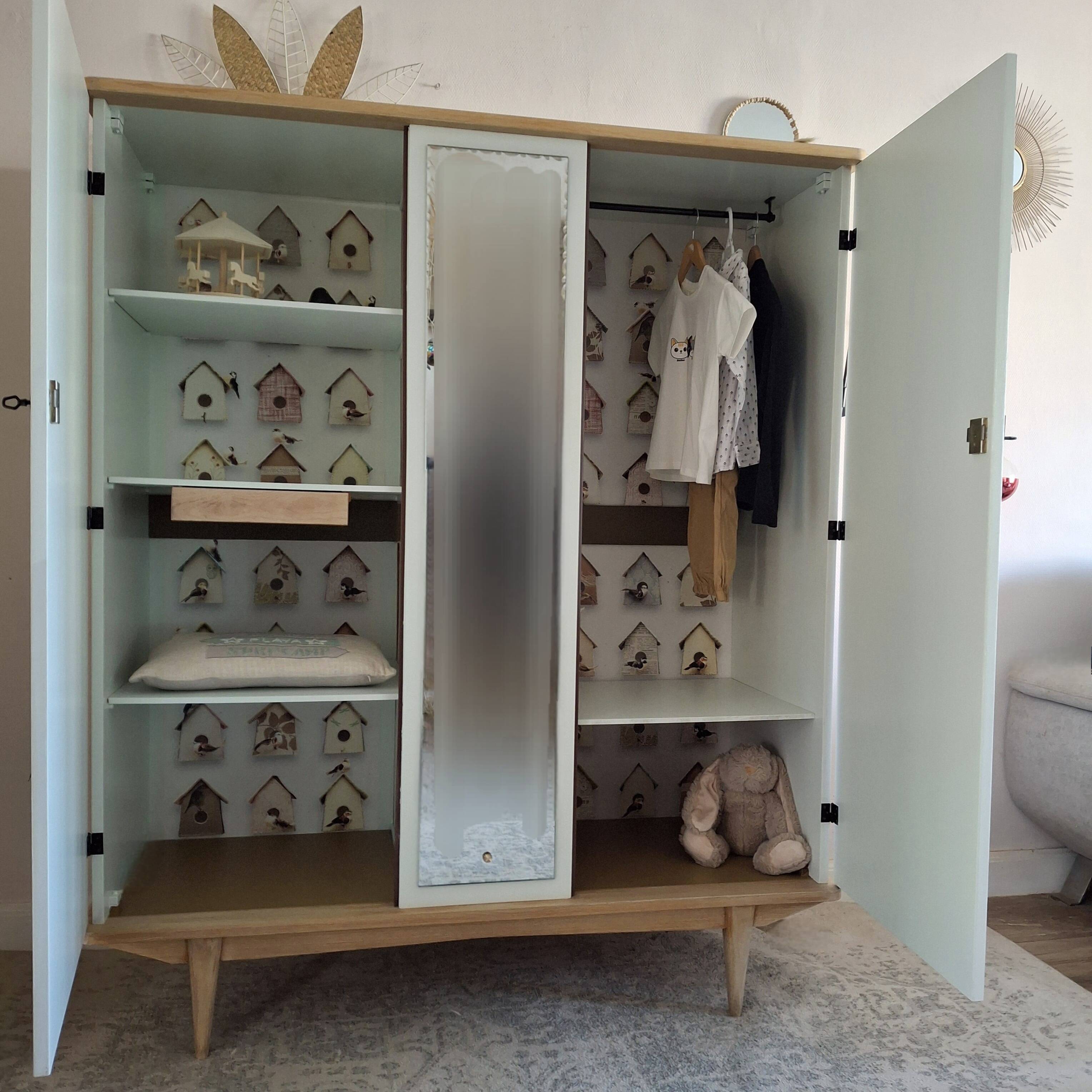 Armoire vintage années 60 relookée