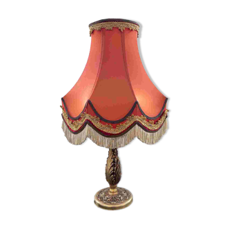 Brass lamp with pagoda shade