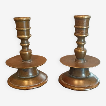 Pair of bronze candlesticks from the 17th century