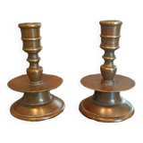 Pair of 17th century bronze candlesticks