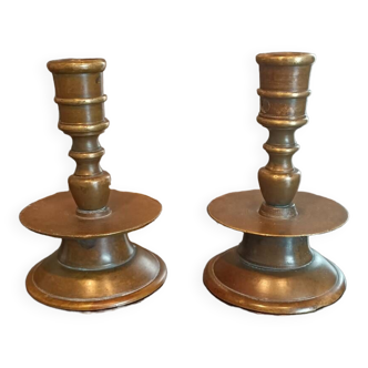Pair of bronze candlesticks from the 17th century