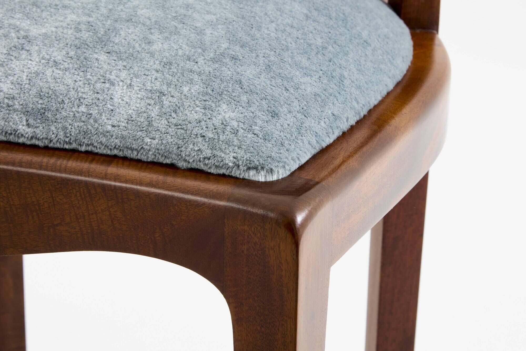 Paul T. Frankl pair of wavy walnut and mohair velvet chairs 1933