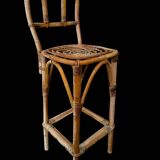 Set de 3 tabourets de bar en Rotin années 60