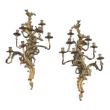Large pair of rocaille style wall lights, 19th century