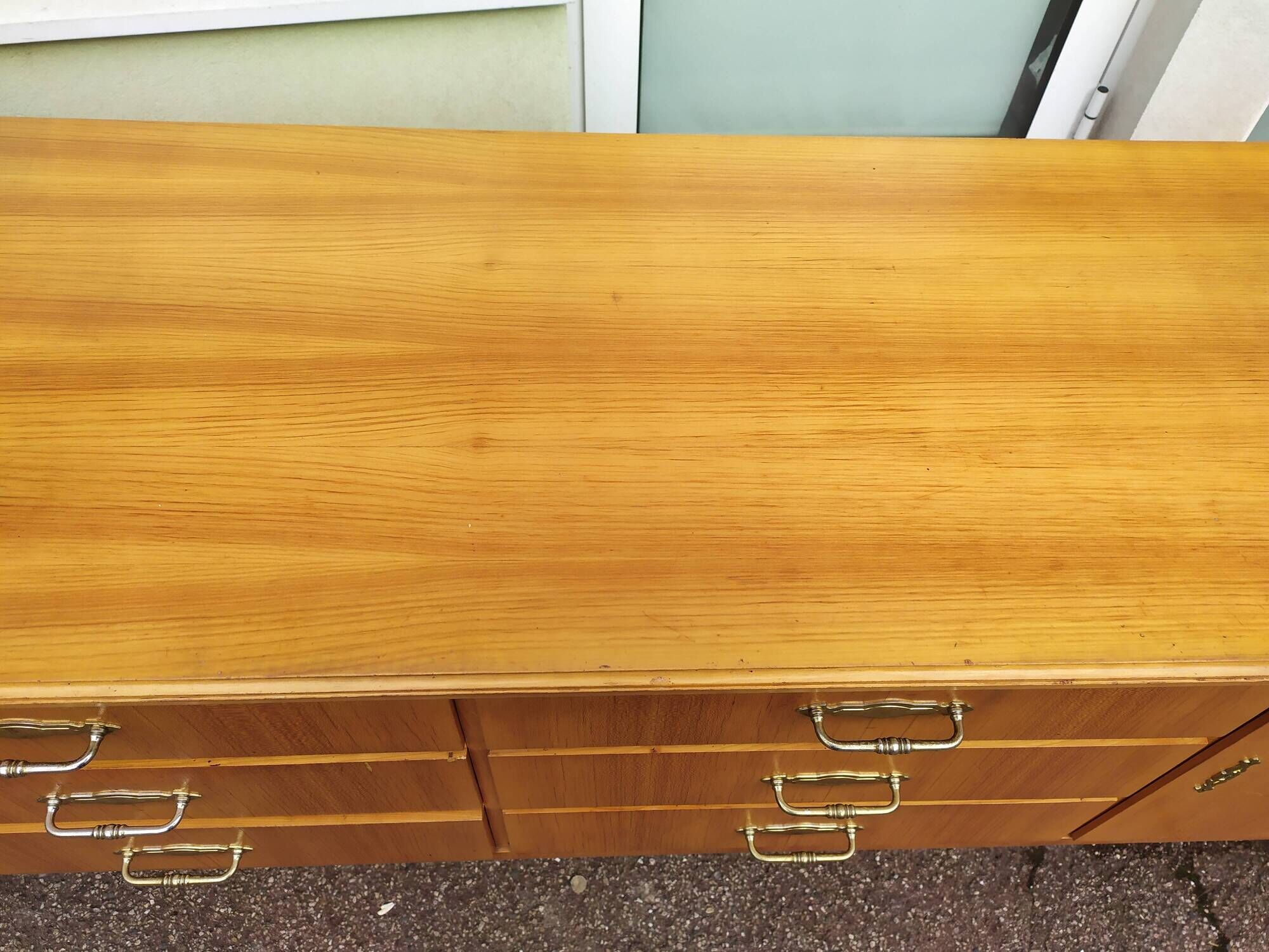 Vintage sideboard from the 50s and 60s in wood 245cm