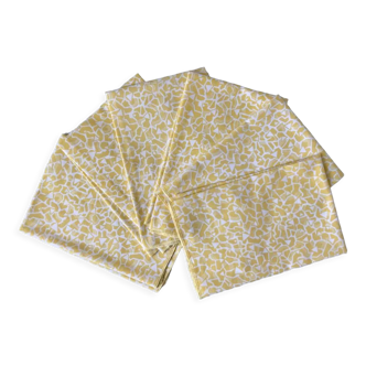 Lot de 6 serviettes de toilettes jaune à motifs années 60-70