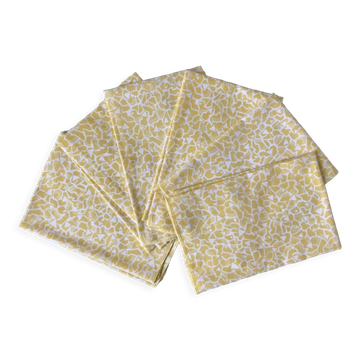 Set of 6 patterned yellow towels 60s-70s